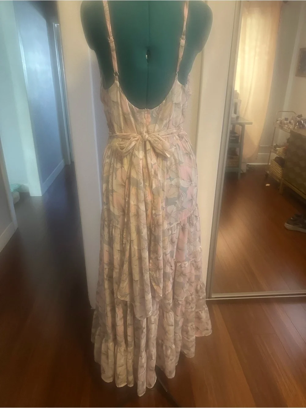 Astr Floral Twist Maxi Dress in Pastel Pink and Cream - Picture 2 of 6